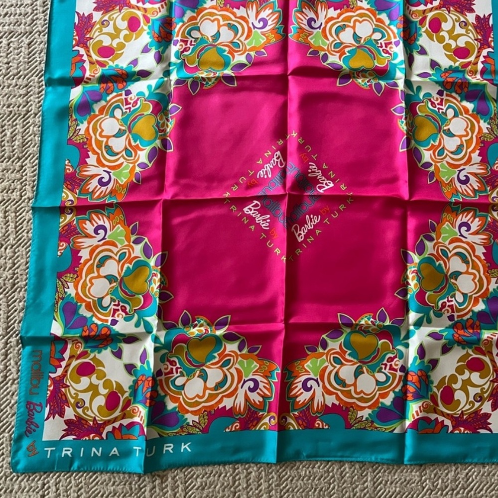 NWT Trina Turk Malibu Barbie Silk Scarf - Picture 3 of 8